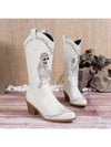 Western Rider Chic: Skull Head Chunky Heel Mid-Calf Boots for Women