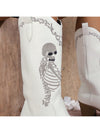 Western Rider Chic: Skull Head Chunky Heel Mid-Calf Boots for Women