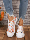 Introducing our 2024 New Arrivals! Get spooky in style with our Halloween Pattern Plus Size Canvas Sneakers for Women. Designed with comfort and fashion in mind, these sneakers feature a trendy pattern and are available in plus sizes for all women. Elevate your shoe game this Halloween.