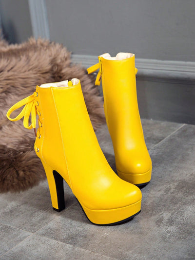 2024 European and American Style Platform Ankle Boots with Waterproof Platform