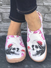 Skull & Red Rose Print Casual Halloween Sneakers - Comfortable Lace-up Loafers for Women