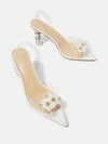 Translucent High-Heeled Sandals with Floral Accent for Sophisticated Summer Style