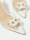 Floral Clear Heel Pumps: Elegant Summer Vacation Shoes for Women