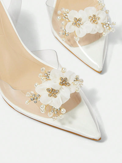 Floral Clear Heel Pumps: Elegant Summer Vacation Shoes for Women