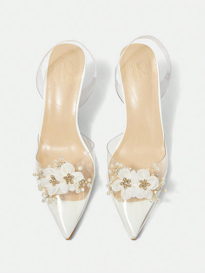 Floral Clear Heel Pumps: Elegant Summer Vacation Shoes for Women