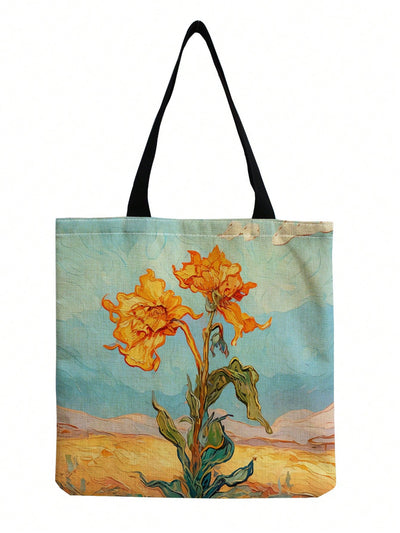 Van Gogh Floral Canvas Tote Bag: Aesthetic Art Handbag for Art Lovers