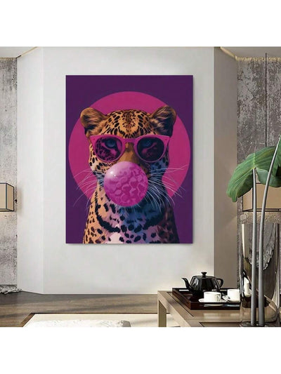 Bubble Gum Leopard - Abstract Canvas Painting for Bedroom Living Room Corridor Wall Art Decor