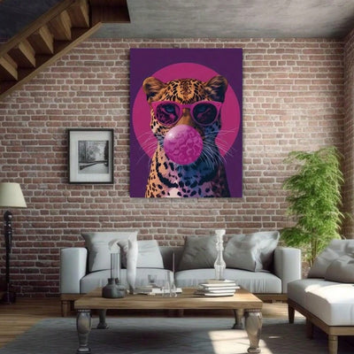 Bubble Gum Leopard - Abstract Canvas Painting for Bedroom Living Room Corridor Wall Art Decor