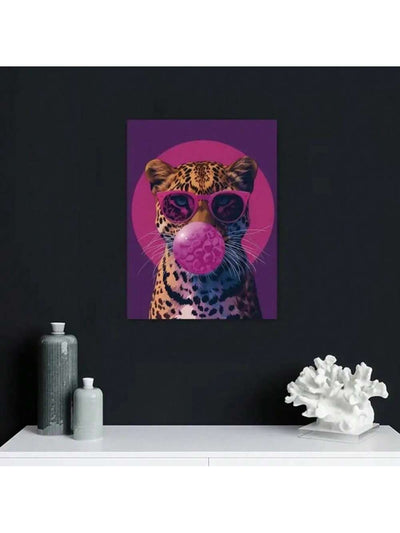 Bubble Gum Leopard - Abstract Canvas Painting for Bedroom Living Room Corridor Wall Art Decor