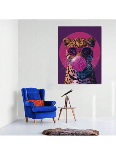 Bubble Gum Leopard - Abstract Canvas Painting for Bedroom Living Room Corridor Wall Art Decor