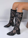 Black Floral High Heel Mesh Boots: Stylish and Breathable for Every Occasion