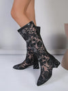 Black Floral High Heel Mesh Boots: Stylish and Breathable for Every Occasion