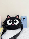 Cute Embroidered Cat Canvas Crossbody Bag: Stylish Coin Purse for Students and Casual Outings