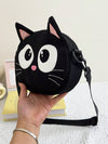 Cute Embroidered Cat Canvas Crossbody Bag: Stylish Coin Purse for Students and Casual Outings