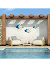 Coastal Charm: 3-Piece Blue Wooden Fish Wall Art for Pool and Terrace Decor