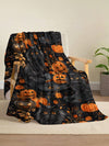 Cute Halloween Square Printed Plush Blanket: Perfect for All Seasons and Home Decoration