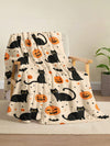 Frighteningly Cute Halloween Animal Plush Blanket: Ideal for All Seasons and Home Decor