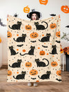 Cute Halloween Square Printed Plush Blanket: Perfect for All Seasons and Home Decoration