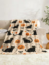 Cute Halloween Square Printed Plush Blanket: Perfect for All Seasons and Home Decoration