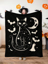 Festive Halloween Plush Blanket with Spooky Animal Patterns - Perfect for Home Decor and Travel