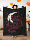 Festive Halloween Plush Blanket with Spooky Animal Patterns - Perfect for Home Decor and Travel