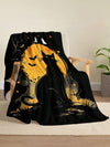 Festive Halloween Plush Blanket with Spooky Animal Patterns - Perfect for Home Decor and Travel