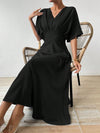 Chic and Comfy: Elegant V-Neck Batwing Dress for Effortless Style