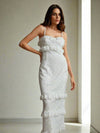 Enchanting Elegance: Anewsta White Lace-Trimmed Slit Cami Cake Dress