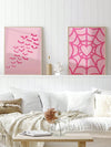 Pink Series Abstract Canvas Poster Set - A Stylish Sofa Background Wall Decorative Painting for Your Home