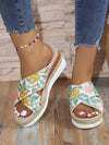 Floral Fantasy: Women's National Style Wedge Heel Slippers