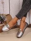 Metallic Charm: Stylish Women's Leather Loafers for a Versatile Casual Look