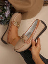 Metallic Charm: Stylish Women's Leather Loafers for a Versatile Casual Look