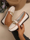 Metallic Charm: Stylish Women's Leather Loafers for a Versatile Casual Look