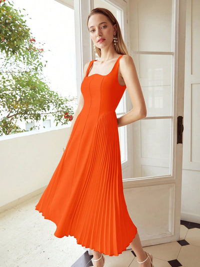 Elegant Pleated Corset Midi Dress: A Premium Statement Piece