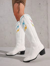 Embroidered Western Knee-High Boots: Retro-Chic Footwear for Women