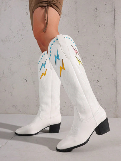 Embroidered Western Knee-High Boots: Retro-Chic Footwear for Women