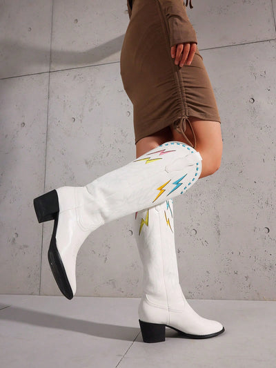 Embroidered Western Knee-High Boots: Retro-Chic Footwear for Women