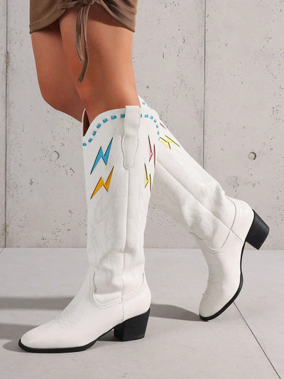 Embroidered Western Knee-High Boots: Retro-Chic Footwear for Women