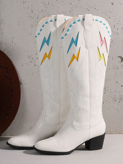 Embroidered Western Knee-High Boots: Retro-Chic Footwear for Women