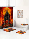 Spooky Chic Pumpkin Skull Bathroom Set: Shower Curtain, Toilet Mat, and Bathmat Ensemble