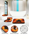 Spooky Chic Pumpkin Skull Bathroom Set: Shower Curtain, Toilet Mat, and Bathmat Ensemble