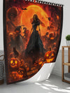 Spooky Chic Pumpkin Skull Bathroom Set: Shower Curtain, Toilet Mat, and Bathmat Ensemble