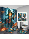 Halloween Bathroom Decor Set: Bat & Pumpkin Shower Curtain and Mat Collection