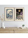 Celestial Mystical Tarot Card Art Set: The Sun, The Moon, The Star - Earthy Boho Astrology Posters