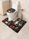 Skull Full Scene Bathroom Set: Shower Curtain, Mats, and Hooks - Waterproof and Anti-Slip for Halloween Decor