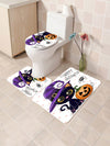 Pumpkin Cat Bathroom Set: Shower Curtain, Anti-Slip Mat, and Toilet Cover