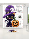 Pumpkin Cat Bathroom Set: Shower Curtain, Anti-Slip Mat, and Toilet Cover