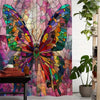 Stained Glass Butterfly Print Waterproof Shower Curtain With Hooks - Animal Theme