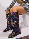 Butterfly Dreams: Fashionable Mid-Calf Boots with Plush Sheepskin Texture