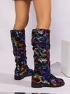 Butterfly Dreams: Fashionable Mid-Calf Boots with Plush Sheepskin Texture